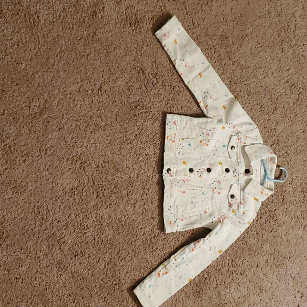 White paint splattered girls denim jacket